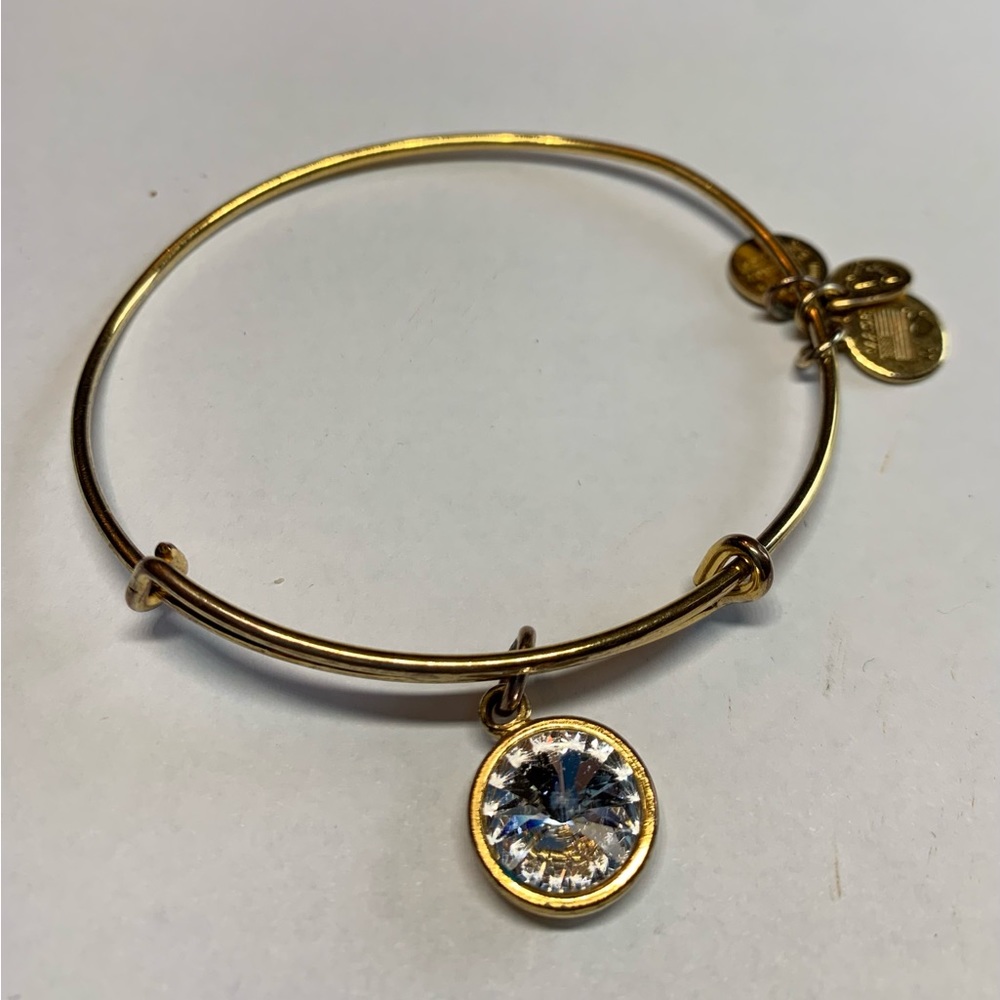 3/$20 Alex and Ani clear stone April birthstone gold tone bracelet